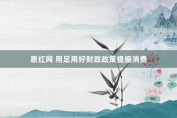 惠红网 用足用好财政政策提振消费